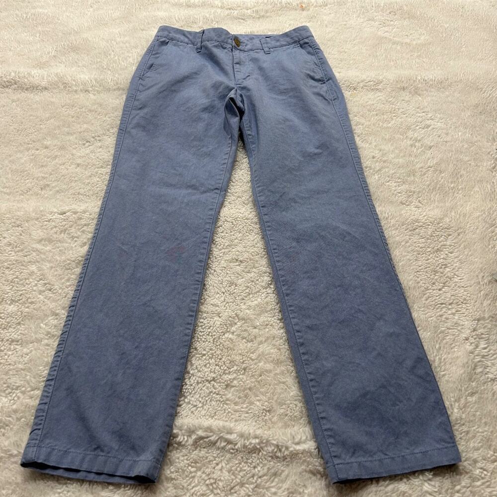 Bonobos Mens Straight Leg Cotton Pants in Blue Flat Front Sz 30x32 Preppy Casual - Picture 2 of 8